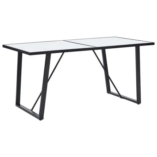 vidaXL Dining Table White 140x70x75 cm Tempered Glass