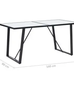 vidaXL Dining Table White 160x80x75 cm Tempered Glass