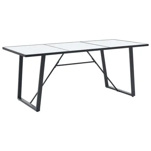 vidaXL Dining Table White 180x90x75 cm Tempered Glass