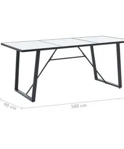 vidaXL Dining Table White 180x90x75 cm Tempered Glass
