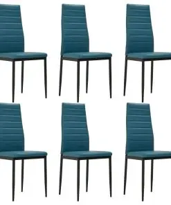 vidaXL Dining Chairs 6 pcs Sea Blue Faux Leather