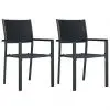 vidaXL Garden Chairs 2 pcs Black Plastic Rattan Look
