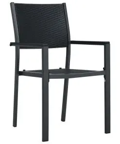 vidaXL Garden Chairs 2 pcs Black Plastic Rattan Look
