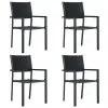 vidaXL Garden Chairs 4 pcs Black Plastic Rattan Look vidaXL Garden Chairs 4 pcs Black Plastic Rattan Look