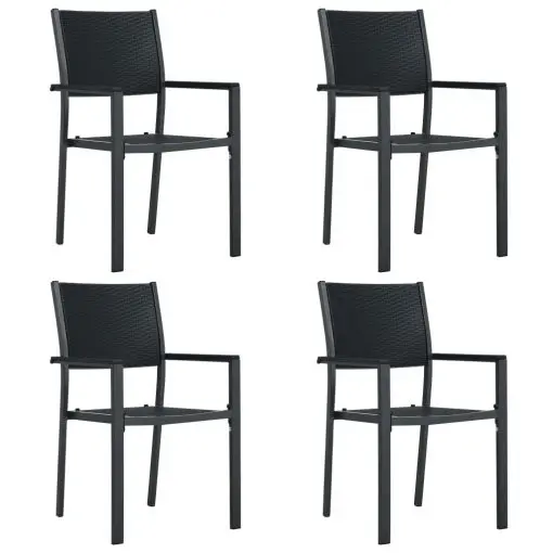 vidaXL Garden Chairs 4 pcs Black Plastic Rattan Look