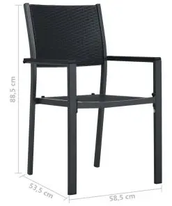 vidaXL Garden Chairs 4 pcs Black Plastic Rattan Look
