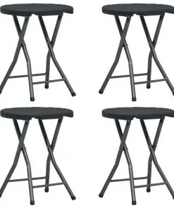 vidaXL Folding Garden Stools 4 pcs Black HDPE Rattan Look