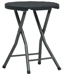 vidaXL Folding Garden Stools 4 pcs Black HDPE Rattan Look