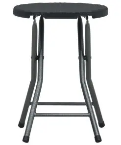 vidaXL Folding Garden Stools 4 pcs Black HDPE Rattan Look