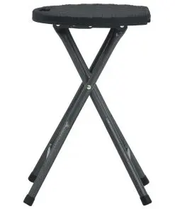 vidaXL Folding Garden Stools 4 pcs Black HDPE Rattan Look