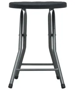 vidaXL Folding Garden Stools 4 pcs Black HDPE Rattan Look