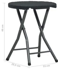 vidaXL Folding Garden Stools 4 pcs Black HDPE Rattan Look