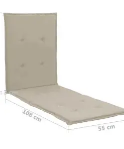vidaXL Lounge Chair Cushion Cream 180x55x3 cm