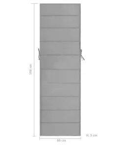 vidaXL Sunlounger Cushion Grey 190x60x3 cm