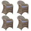 vidaXL Outdoor Chairs 4 pcs with Cushions Natural Rattan vidaXL Outdoor Chairs 4 pcs with Cushions Natural Rattan