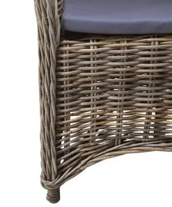 vidaXL Outdoor Chairs 4 pcs with Cushions Natural Rattan