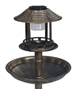 vidaXL Decorative Birdbath with Solar Powered LED Lights Plastic