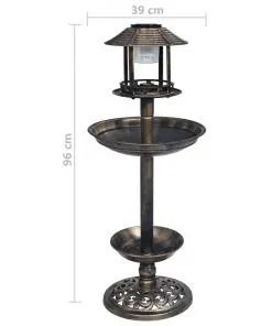 vidaXL Decorative Birdbath with Solar Powered LED Lights Plastic
