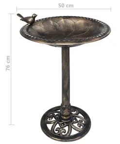 vidaXL Garden Bird Bath Bronze Plastic
