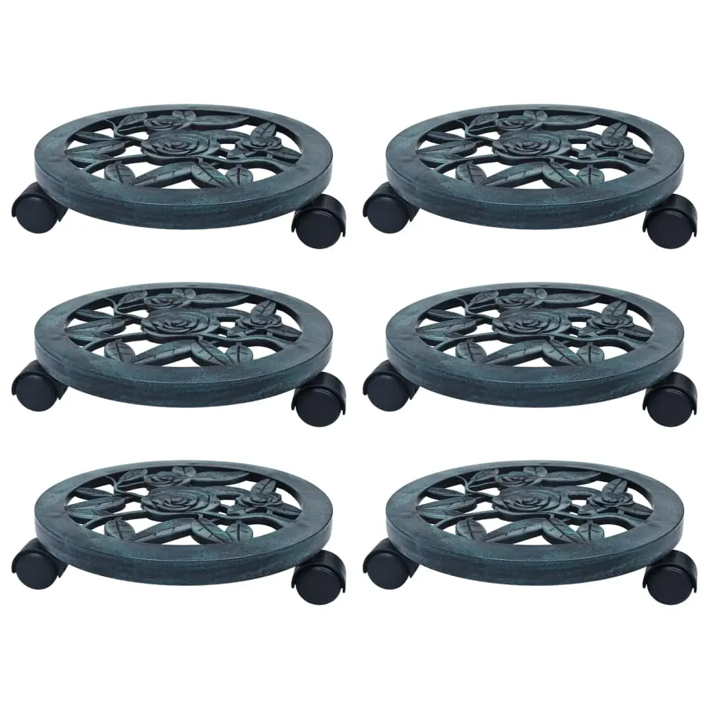 vidaXL Plant Trolleys 6 pcs Green 30 cm Plastic