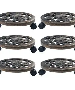 vidaXL Plant Trolleys 6 pcs Bronze 30 cm Plastic