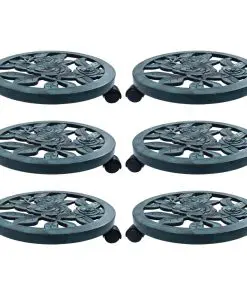 vidaXL Plant Trolleys 6 pcs Green 38 cm Plastic