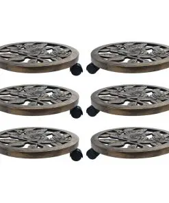 vidaXL Plant Trolleys 6 pcs Bronze 38 cm Plastic