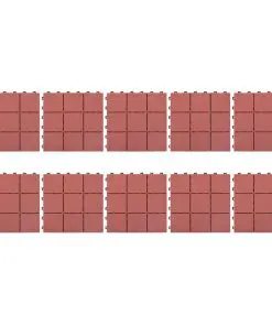 vidaXL Decking Tiles 10 pcs Red 30.5×30.5 cm Plastic