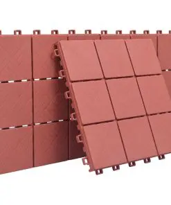 vidaXL Decking Tiles 10 pcs Red 30.5×30.5 cm Plastic