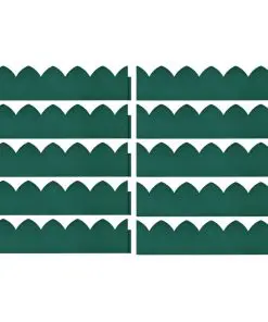 vidaXL Lawn Edgings 10 pcs Green 65×15 cm PP