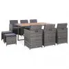 vidaXL 11 Piece Outdoor Dining Set Poly Rattan and Acacia Wood Anthracite