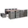 vidaXL 13 Piece Outdoor Dining Set Poly Rattan and Acacia Wood Anthracite
