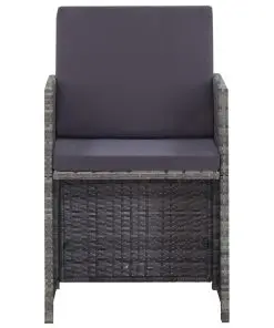 vidaXL 13 Piece Outdoor Dining Set Poly Rattan and Acacia Wood Anthracite