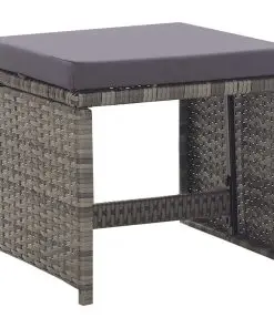 vidaXL 13 Piece Outdoor Dining Set Poly Rattan and Acacia Wood Anthracite