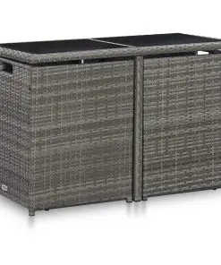 vidaXL 3 Piece Bistro Set with Cushions Poly Rattan Grey