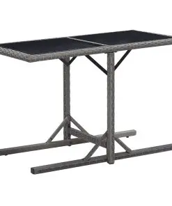 vidaXL 3 Piece Bistro Set with Cushions Poly Rattan Grey