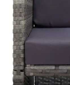 vidaXL 3 Piece Bistro Set with Cushions Poly Rattan Grey