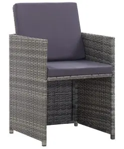 vidaXL 3 Piece Bistro Set with Cushions Poly Rattan Grey