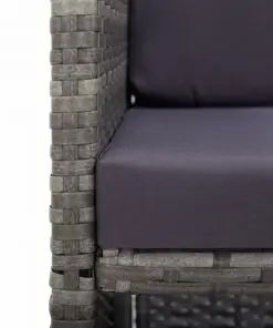 vidaXL 3 Piece Bistro Set with Cushions Poly Rattan Grey