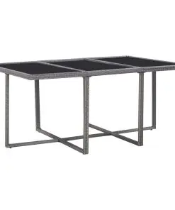 vidaXL 11 Piece Outdoor Dining Set with Cushions Poly Rattan Grey