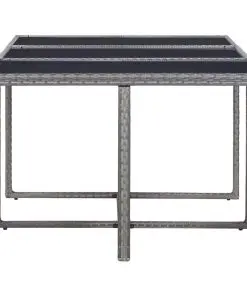 vidaXL 11 Piece Outdoor Dining Set with Cushions Poly Rattan Grey