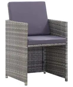 vidaXL 11 Piece Outdoor Dining Set with Cushions Poly Rattan Grey