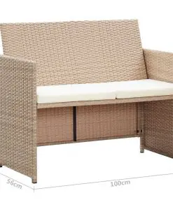 vidaXL 2 Seater Garden Sofa with Cushions Grey Poly Rattan