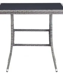 vidaXL 5 Piece Outdoor Dining Set with Cushions Poly Rattan Grey