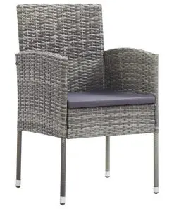 vidaXL 5 Piece Outdoor Dining Set with Cushions Poly Rattan Grey
