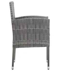 vidaXL 5 Piece Outdoor Dining Set with Cushions Poly Rattan Grey
