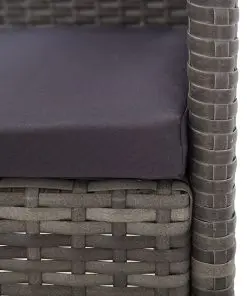vidaXL 7 Piece Outdoor Dining Set with Cushions Poly Rattan Grey