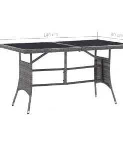 vidaXL 7 Piece Outdoor Dining Set with Cushions Poly Rattan Grey