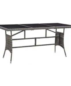 vidaXL 9 Piece Outdoor Dining Set with Cushions Poly Rattan Grey