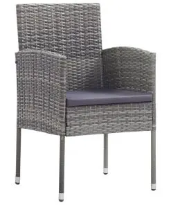 vidaXL 9 Piece Outdoor Dining Set with Cushions Poly Rattan Grey